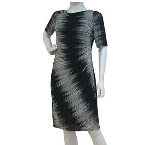 Anne Klein Black and white lined mid-length work dress